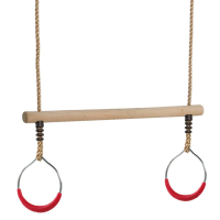 Wooden trapeze bar with metal rings  620845