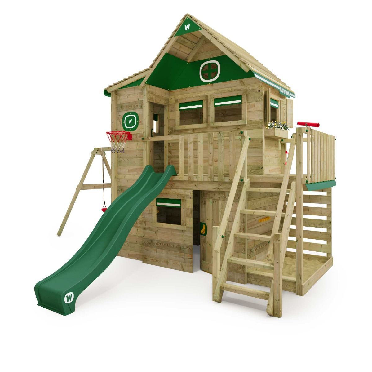 Kids wooden playhouse with slide store