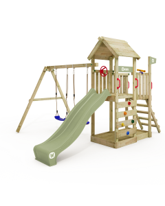 Wickey MultiFlyer climbing frame with wooden roof and various add-on modules  11070001010000_k