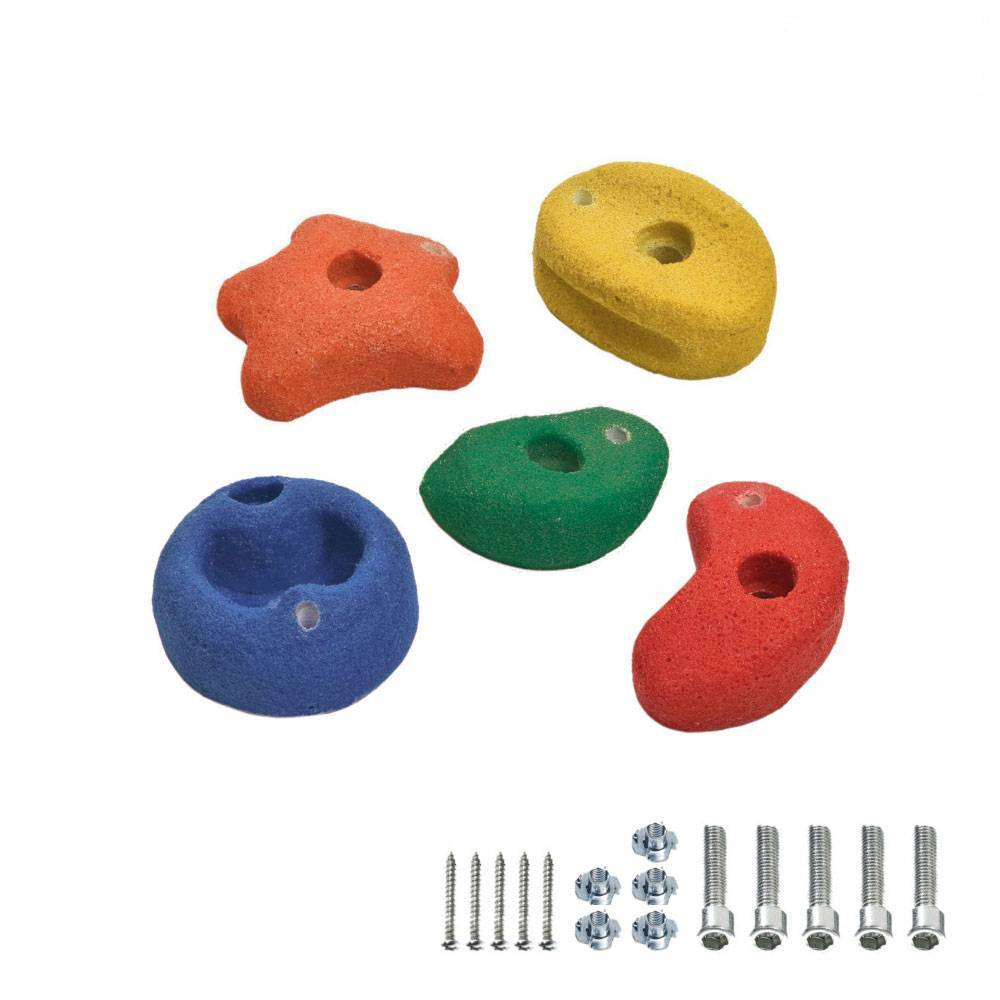 Maalr 12pack Resin Climbing Holds Multicoloured Solid Climbing Wall Grips with Fixings Climbing Frame Accessories 