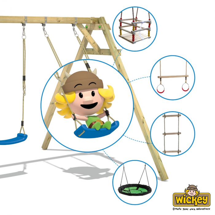 WICKEY Aero Sun outdoor Swing frame wooden garden children playground nest swing 