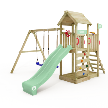 Wickey MultiFlyer climbing frame with wooden roof and various add-on modules  11070001010000_k