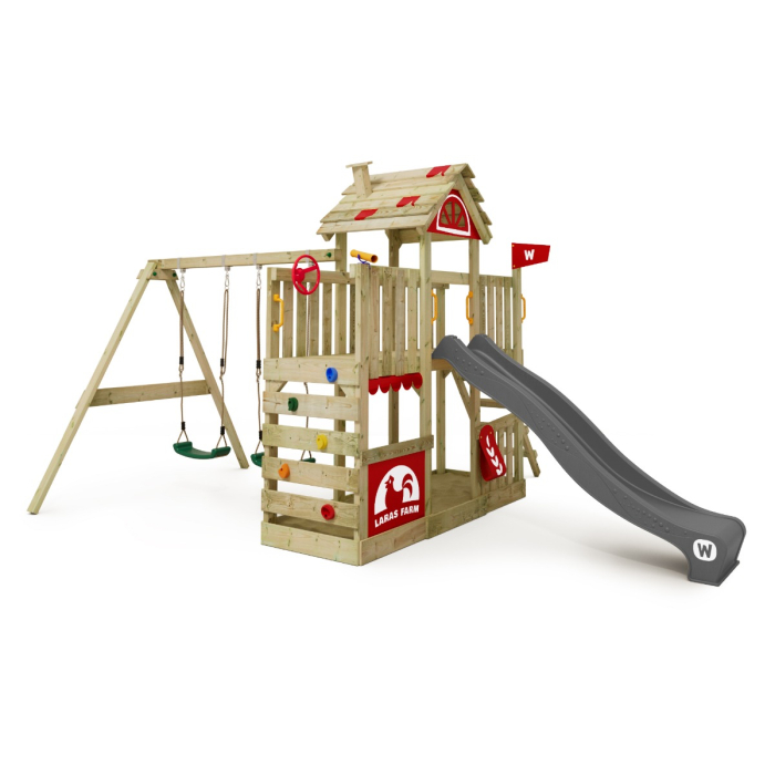 Climbing frame with swing top