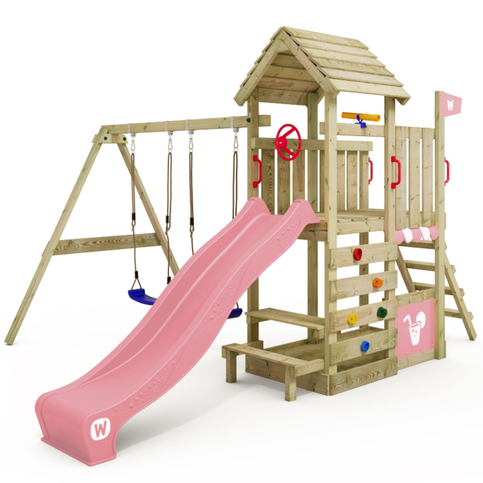 Kids' climbing frame with slide