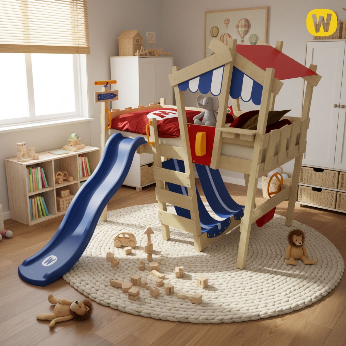 Loft bed with slide Wickey CrAzY Hutty 630561_k