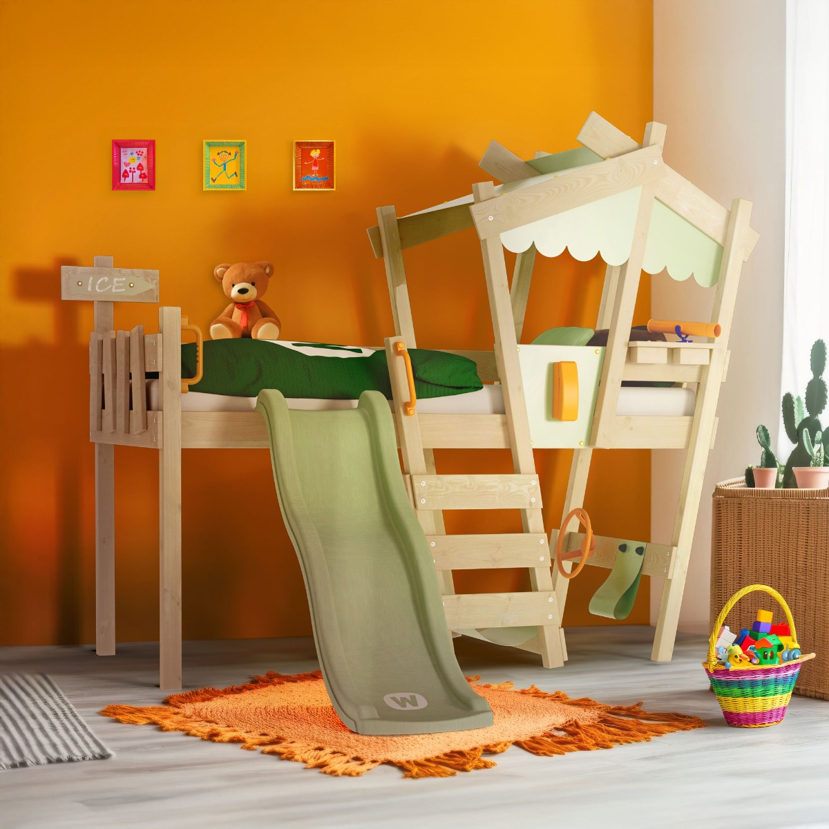 Loft bed with slide Wickey CrAzY Hutty 630561_k