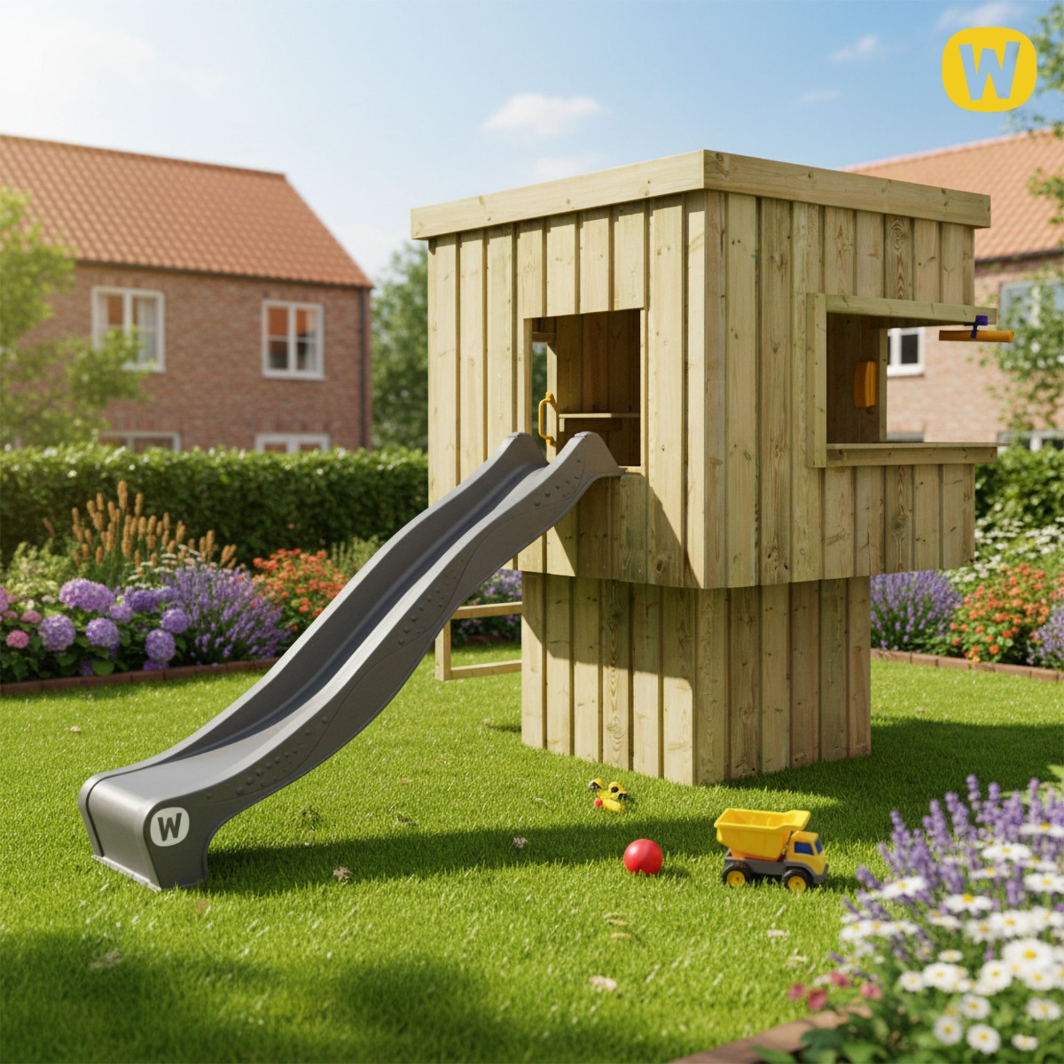 Tower playhouse modern Wickey CubicCabin High with ladder 835250_k